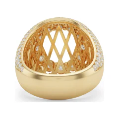 6.84 CTTW Bombe Dome Pave Diamond Cluster Statement Ring in 10K Yellow Gold thumbnail 3