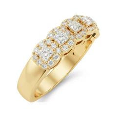 0.72 CTTW Five-Stone Princess-Cut Micro-Pave Wedding Band in 10K Yellow Gold thumbnail 2