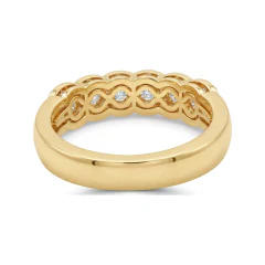0.72 CTTW Five-Stone Princess-Cut Micro-Pave Wedding Band in 10K Yellow Gold thumbnail 3
