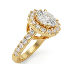 2.52 CTTW Cathedral Halo Engagement Ring | Pave Shoulders in 10K Yellow Gold thumbnail 2