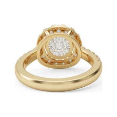 2.52 CTTW Cathedral Halo Engagement Ring | Pave Shoulders in 10K Yellow Gold thumbnail 3
