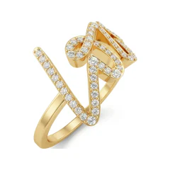 0.32 CTTW Pave LOVE Word Ring in 10K Yellow Gold thumbnail 2