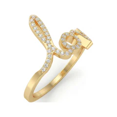 0.17 CTTW Love Script Pave Open Design Ring in 10K Yellow Gold thumbnail 2