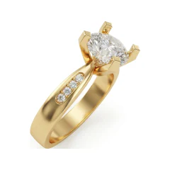 2.14 CTTW Round Solitaire Engagement Ring with Accent Stones in 10K Yellow Gold thumbnail 2