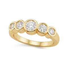 0.65 CTTW Bezel-Set Five-Stone Diamond Band in 10K Yellow Gold thumbnail 1