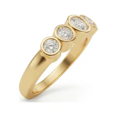 0.65 CTTW Bezel-Set Five-Stone Diamond Band in 10K Yellow Gold thumbnail 2