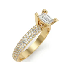 1.47 CTTW Princess Cut Solitaire Engagement Ring with Pave Band in 10K Yellow Gold thumbnail 2