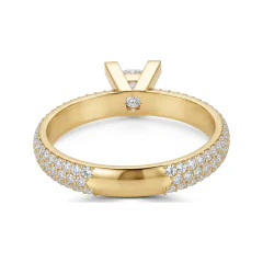 1.47 CTTW Princess Cut Solitaire Engagement Ring with Pave Band in 10K Yellow Gold thumbnail 3