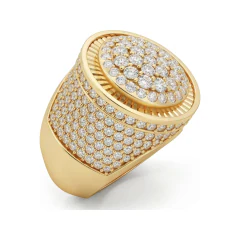 3.73 CTTW Mens Dome Cluster Baguette & Pave Statement Ring in 10K Yellow Gold thumbnail 2