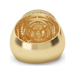 3.73 CTTW Mens Dome Cluster Baguette & Pave Statement Ring in 10K Yellow Gold thumbnail 3