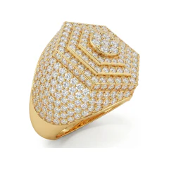 2.65 CTTW Mens Pave Dome Cluster Statement Ring in 10K Yellow Gold thumbnail 2