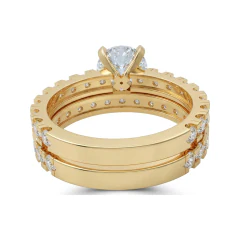 2.75 CTTW Round Solitaire & Pave Band Bridal Set in 10K Yellow Gold thumbnail 3
