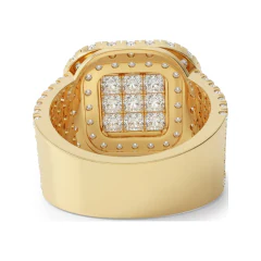 2.97 CTTW Halo Cluster Micro-Pave Statement Ring in 10K Yellow Gold thumbnail 3