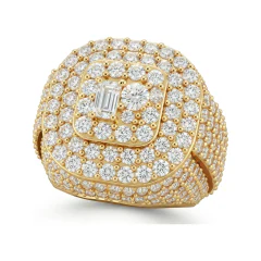 7.48 CTTW Mens Domed Pave Diamond Cocktail Statement Ring in 10K Yellow Gold thumbnail 1