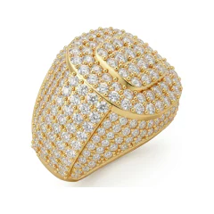 7.48 CTTW Mens Domed Pave Diamond Cocktail Statement Ring in 10K Yellow Gold thumbnail 2
