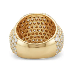 7.48 CTTW Mens Domed Pave Diamond Cocktail Statement Ring in 10K Yellow Gold thumbnail 3