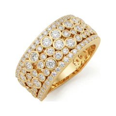 1.51 CTTW Multi-Row Eternity Band | Pave & Bezel Wide Ring in 10K Yellow Gold thumbnail 2