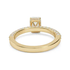 2.59 CTTW Emerald Cut Accented Solitaire Micro-Pave Ring in 10K Yellow Gold thumbnail 3