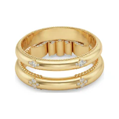 1.79 CTTW Cathedral Halo Micro-Pave Bridal Set in 10K Yellow Gold thumbnail 3