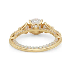 1.72 CTTW Cushion and Kite Three-Stone Pave Engagement Ring in 10K Yellow Gold thumbnail 3