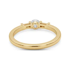0.56 CTTW Three-Stone Round & Baguette Bar-Set Ring in 10K Yellow Gold thumbnail 3