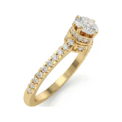 0.8 CTTW Hidden Halo Solitaire Pave Engagement Ring in 10K Yellow Gold thumbnail 2