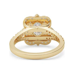 1.71 CTTW Vintage Oval Halo Engagement Ring | Floral Micro-Pave in 10K Yellow Gold thumbnail 3