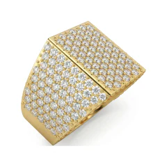 4.24 CTTW Mens Micro-Pave Wide Band Statement Ring in 10K Yellow Gold thumbnail 2