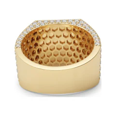 4.24 CTTW Mens Micro-Pave Wide Band Statement Ring in 10K Yellow Gold thumbnail 3