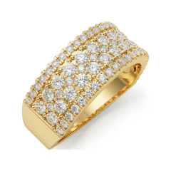 1.12 CTTW Mens Multi-Row Pave Wide Wedding Band in 10K Yellow Gold thumbnail 2
