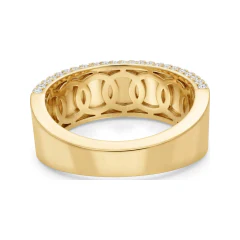 1.12 CTTW Mens Multi-Row Pave Wide Wedding Band in 10K Yellow Gold thumbnail 3