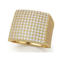 2.54 CTTW Mens Square Pave Ring | Bold Statement Ring in 10K Yellow Gold thumbnail 1