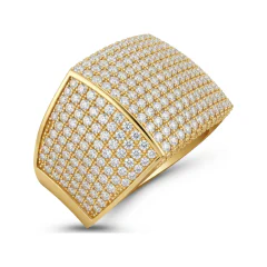 2.54 CTTW Mens Square Pave Ring | Bold Statement Ring in 10K Yellow Gold thumbnail 2