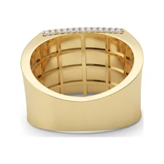 2.54 CTTW Mens Square Pave Ring | Bold Statement Ring in 10K Yellow Gold thumbnail 3