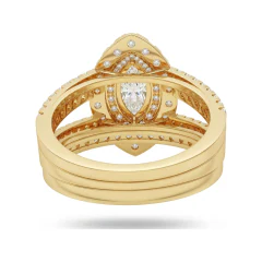 1.76 CTTW Marquise Double Halo Split Shank Bridal Set in 10K Yellow Gold thumbnail 3