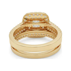 1.81 CTTW Princess Cushion Double Halo Bridal Set in 10K Yellow Gold thumbnail 3