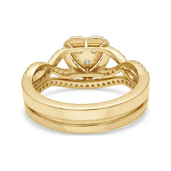 0.68 CTTW Heart-Shaped Halo Split Shank Pave Bridal Set in 10K Yellow Gold thumbnail 3
