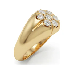 0.64 CTTW Mens Domed Flower Cluster Ring in 10K Yellow Gold thumbnail 2
