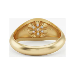 0.64 CTTW Mens Domed Flower Cluster Ring in 10K Yellow Gold thumbnail 3