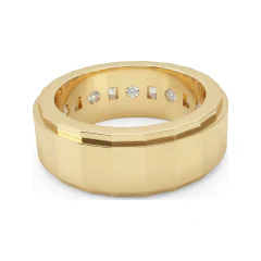1.5 CTTW Mens Baguette Channel Wedding Band | Wide Ring in 10K Yellow Gold thumbnail 3