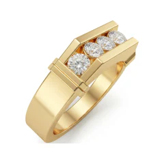 0.9 CTTW Mens Five-Stone Channel-Set Wedding Band in 10K Yellow Gold thumbnail 2