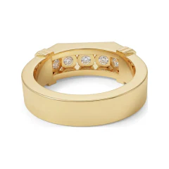 0.9 CTTW Mens Five-Stone Channel-Set Wedding Band in 10K Yellow Gold thumbnail 3