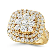 2.24 CTTW Cushion Cluster Double Halo Bridal Set, Split Shank in 10K Yellow Gold thumbnail 1