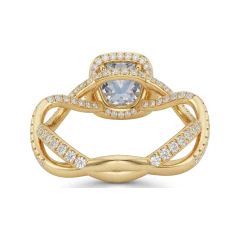 1.79 CTTW Cushion Halo Engagement Ring | Infinity Split Shank in 10K Yellow Gold thumbnail 3