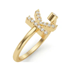 0.12 CTTW Pave Initial Ring with Open Negative Space in 10K Yellow Gold thumbnail 2