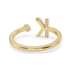 0.12 CTTW Pave Initial Ring with Open Negative Space in 10K Yellow Gold thumbnail 3