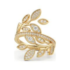 0.5 CTTW Leaf & Vine Pave Diamond Nature-Inspired Ring in 10K Yellow Gold thumbnail 1