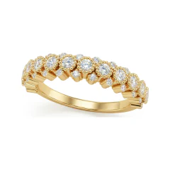 0.48 CTTW Milgrain Half Eternity Band with Shared-Prong Rounds in 10K Yellow Gold thumbnail 1