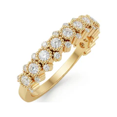 0.48 CTTW Milgrain Half Eternity Band with Shared-Prong Rounds in 10K Yellow Gold thumbnail 2