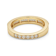 0.68 CTTW Baguette & Round Half Eternity Band | Channel in 10K Yellow Gold thumbnail 3